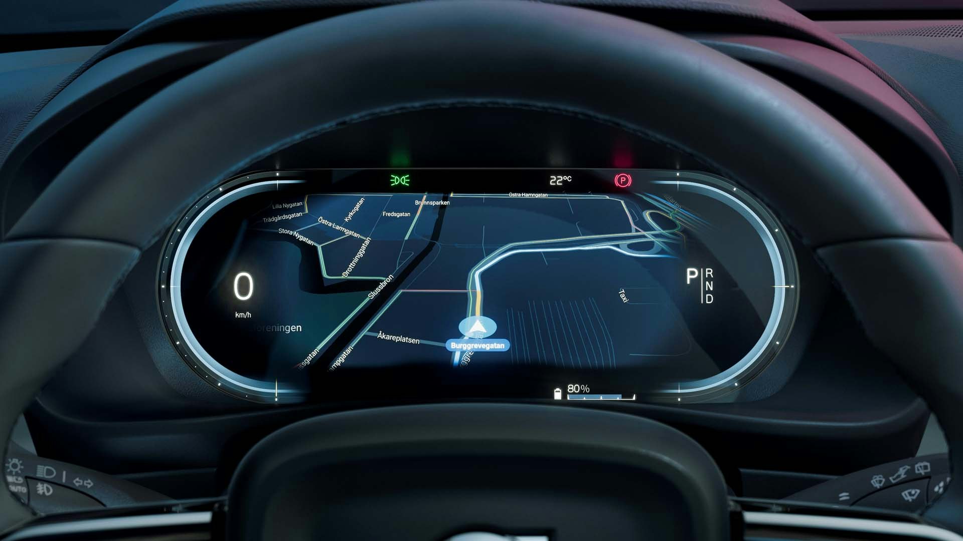 Volvo C40 Recharge interiør navigation